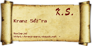 Kranz Sára névjegykártya